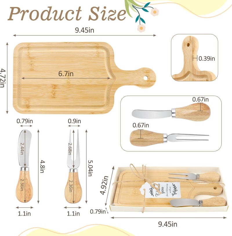 Esmorah 2 Sets Baby Shower Game Prizes for Winners, Bridal Shower Prizes for Guests, Cheese Board Gift Sets with Wood Mini Charcuterie Boards, Knives, Forks, Thank You Card & Gift Box - Image 3