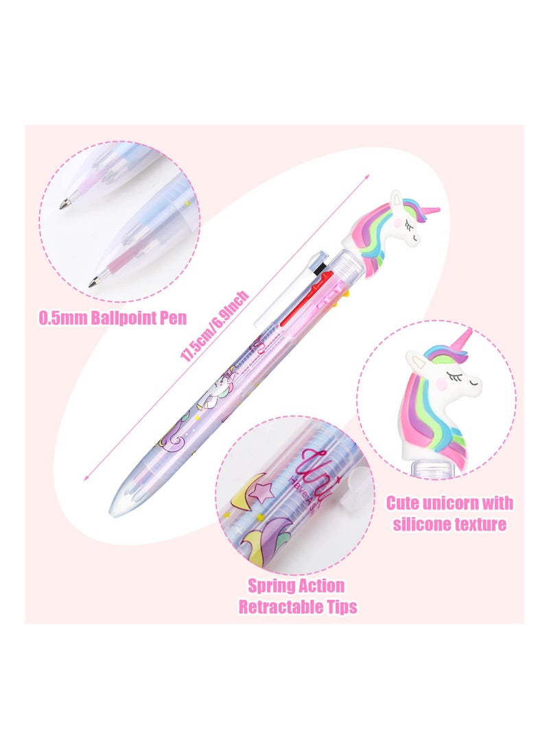 Excefore Multicolor Unicorn Pen, 16 Pcs Retractable Gel Ink Pen Unicorn Cute Pens 6 in 1 Multicolor Pen Unicorn Party Favors for Kids, Office, School Supplies - Image 2