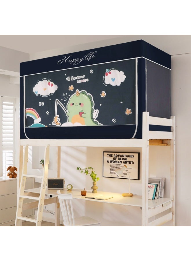 Y&D Blackout Upper Berth Bunk Bed Curtains Dormitory Room Lightproof Decorative Roommate Privacy Cover Canopy Photo Background Decor Backdrop Blackout Curtain 6 Panels with a Top - Image 1