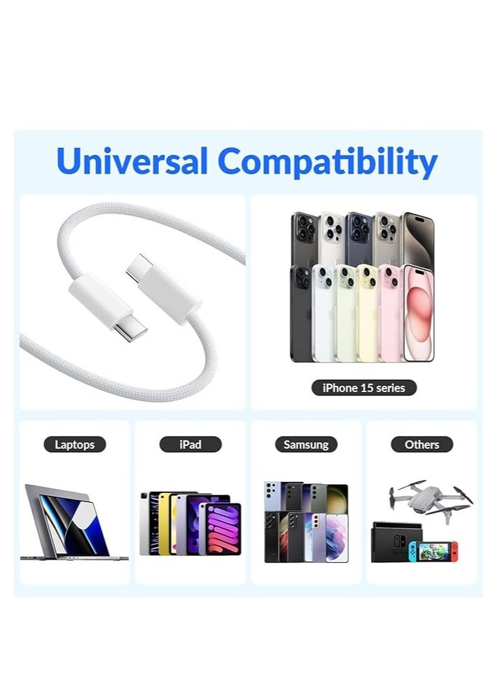 USB Type-C to C Cable,1Metre Braided Charging Cord ,Faster Cable Compatible with iPhone 16,15 Max 16,15, iPad, Samsung S25/24/23 Ultra,Xiaomi, iPad Mini/MacBook Fast Charging Cable,  - Image 3