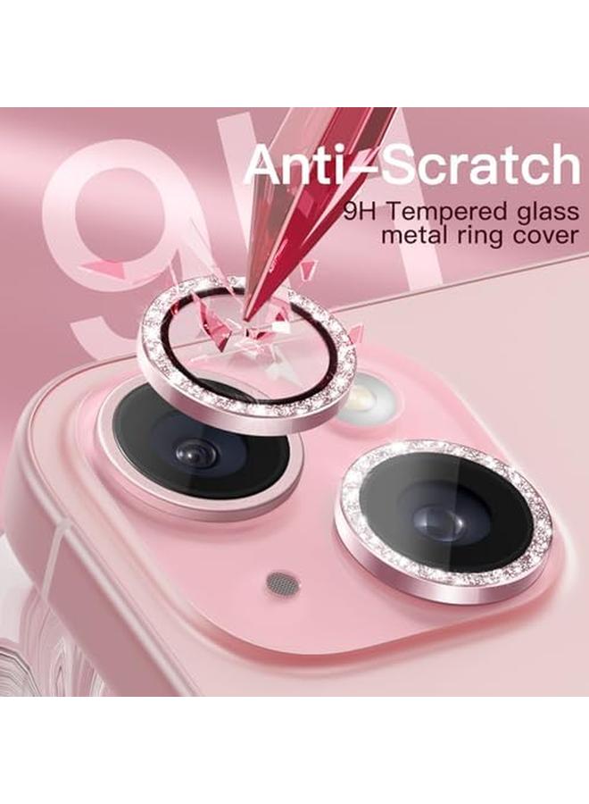 جي تيك واقي عدسة الكاميرا لهاتف آيفون 15 مقاس 6.1 بوصة وآيفون 15 بلس مقاس 6.7 بوصة، غطاء حماية فردي من الزجاج المقوى 9H بحلقة معدنية شفاف عالي الدقة، مجموعة واحدة باللون الوردي - Image 4