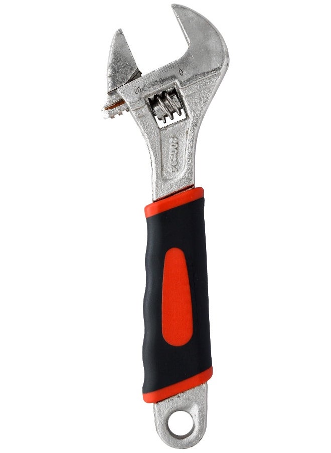 KADRIS - 8 Inch Cabon Steel Adjustable Wrench, Extra Wide Jaw Opening, Heat Treated Chrome Plated Drop, Hand Rubber Grip - Image 1