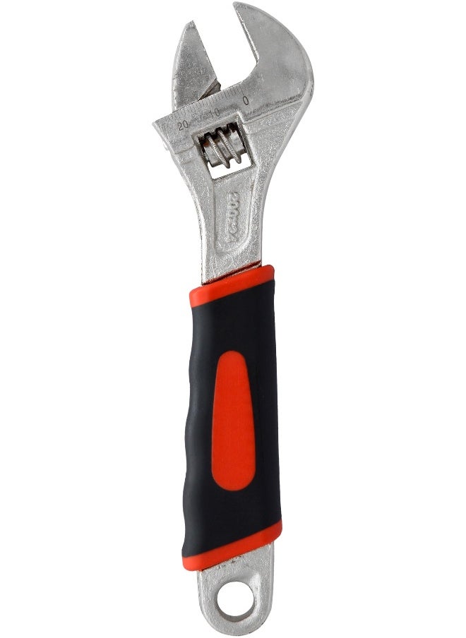 KADRIS - 8 Inch Cabon Steel Adjustable Wrench, Extra Wide Jaw Opening, Heat Treated Chrome Plated Drop, Hand Rubber Grip - Image 1
