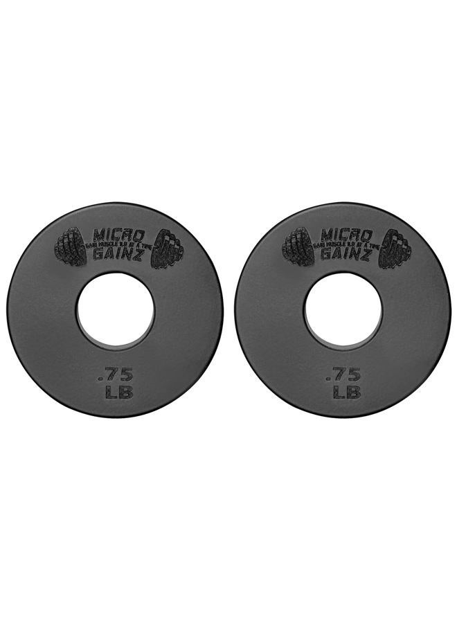 Micro Gainz Standard 1-Inch Center Hole Weight Plates, Set of 2 Black Fractional Plates Choose Set (.25LB-1.25LB), Designed for Standard 1-inch Barbells & Dumbbells, Made In USA (.75 lb) - Image 1