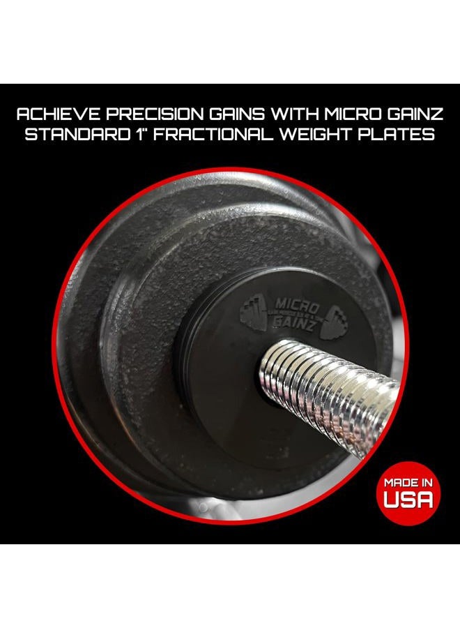 Micro Gainz Standard 1-Inch Center Hole Weight Plates, Set of 2 Black Fractional Plates Choose Set (.25LB-1.25LB), Designed for Standard 1-inch Barbells & Dumbbells, Made In USA (.75 lb) - Image 2