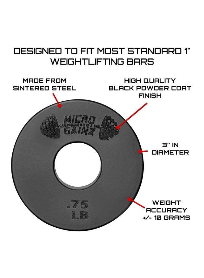 Micro Gainz Standard 1-Inch Center Hole Weight Plates, Set of 2 Black Fractional Plates Choose Set (.25LB-1.25LB), Designed for Standard 1-inch Barbells & Dumbbells, Made In USA (.75 lb) - Image 3