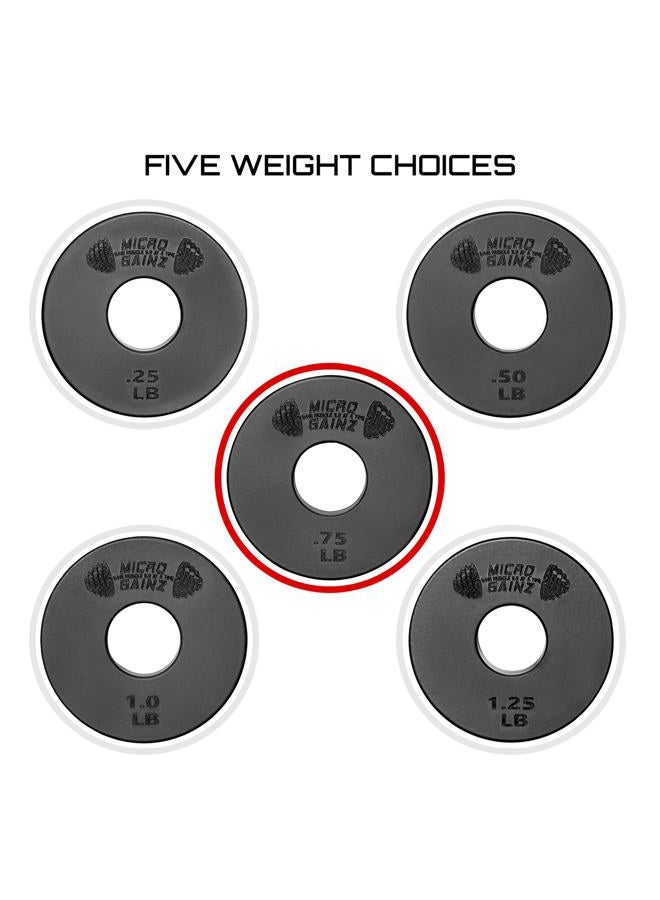Micro Gainz Standard 1-Inch Center Hole Weight Plates, Set of 2 Black Fractional Plates Choose Set (.25LB-1.25LB), Designed for Standard 1-inch Barbells & Dumbbells, Made In USA (.75 lb) - Image 4