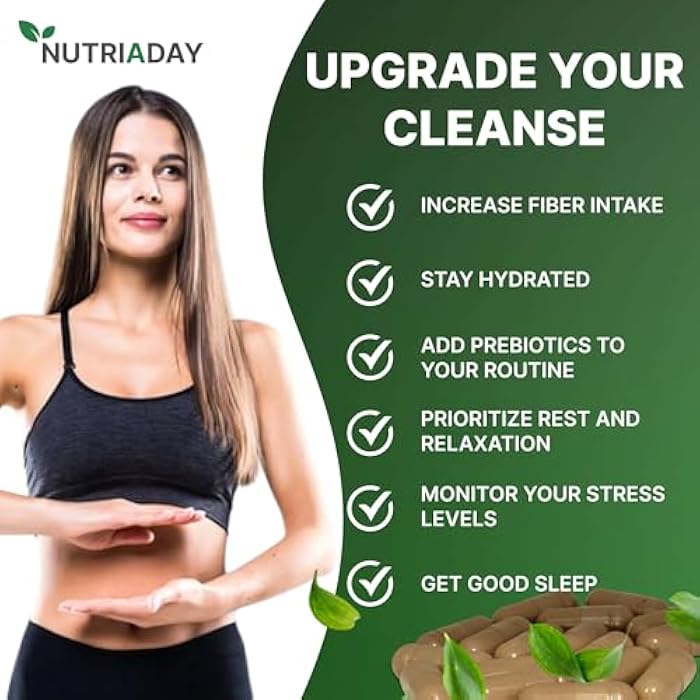 NUTRIADAY تنظيف القولون لمدة 15 يومًا - حل متقدم لصحة الأمعاء - تنظيف ديتوكس للبشر مع كاسكارا سagrada، قشور السيليوم وبروبيوتيك - تنظيف متقدم للقولون، 30 كبسولة نباتية - Image 5