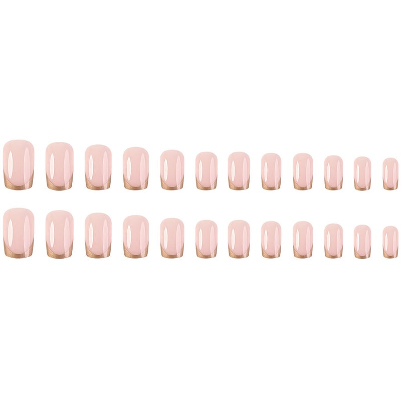 Nude Gold Edge Square Reusable Press-On Nail Set - Style 1310 - Image 5