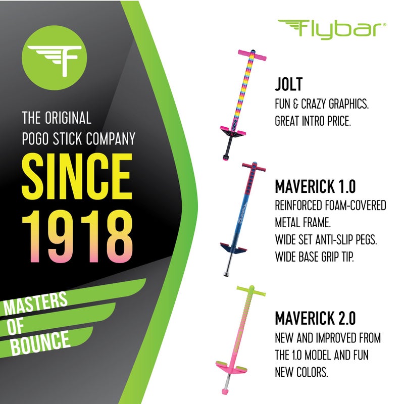 Flybar Maverick 2.0 Foam Pogo Stick for Kids Ages 5 and Up, 40 to 80 Pounds, Outdoor Kids Toys, Rubber Grip, by The Original Pogo Stick Company (Black Lightning) - Image 5