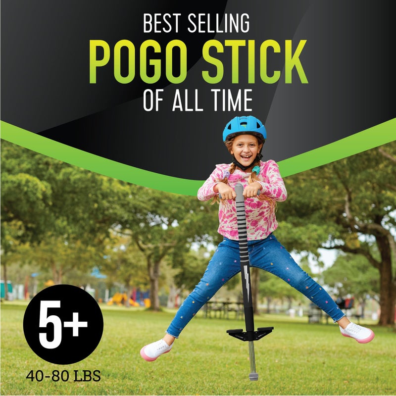 Flybar Maverick 2.0 Foam Pogo Stick for Kids Ages 5 and Up, 40 to 80 Pounds, Outdoor Kids Toys, Rubber Grip, by The Original Pogo Stick Company (Black Lightning) - Image 4