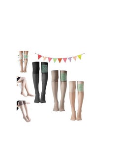 Ionic Correction Lymphatic Detoxification Long Tube Silk Stockings, 3 Pair Mugwort Acupressure Shaping Stretch Socks