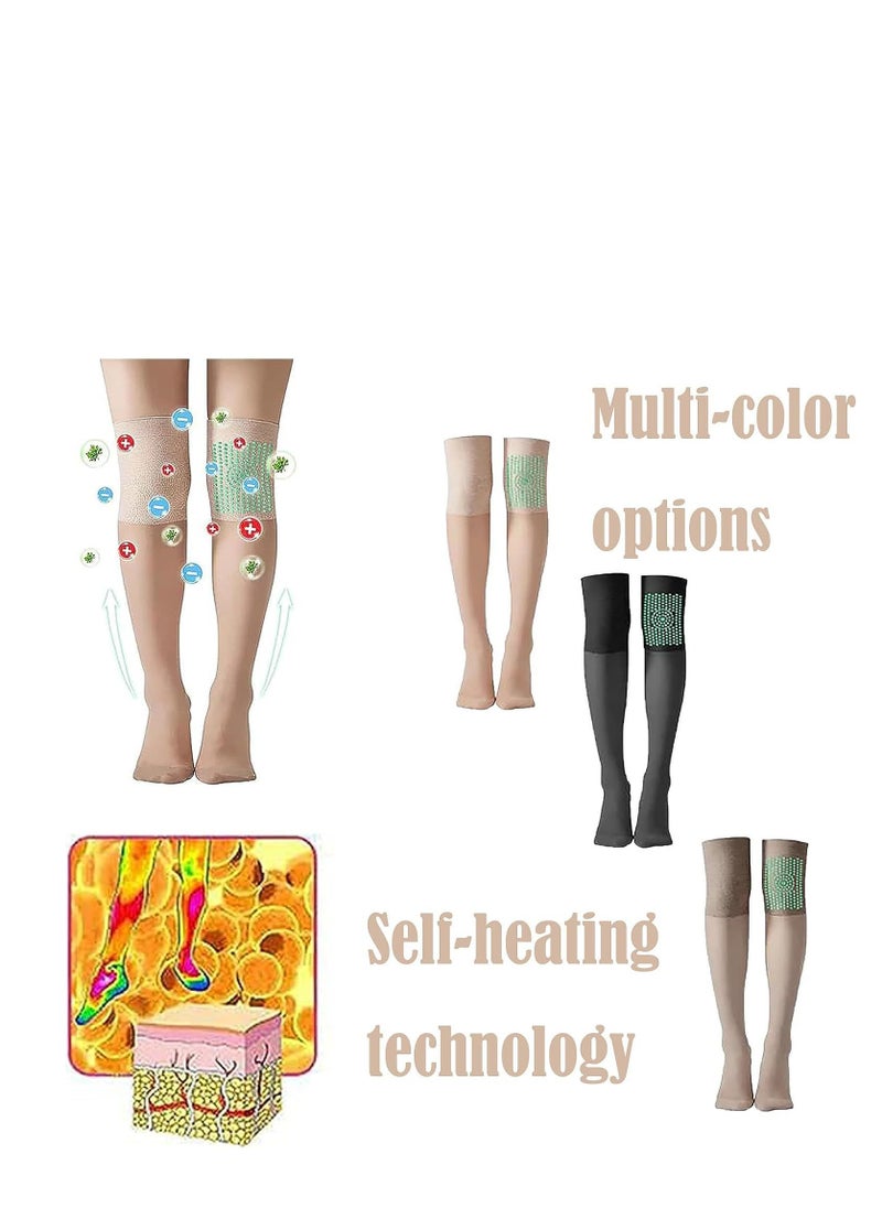 Y&D - Ionic Correction Lymphatic Detoxification Long Tube Silk Stockings, 3 Pair Mugwort Acupressure Shaping Stretch Socks - Image 1