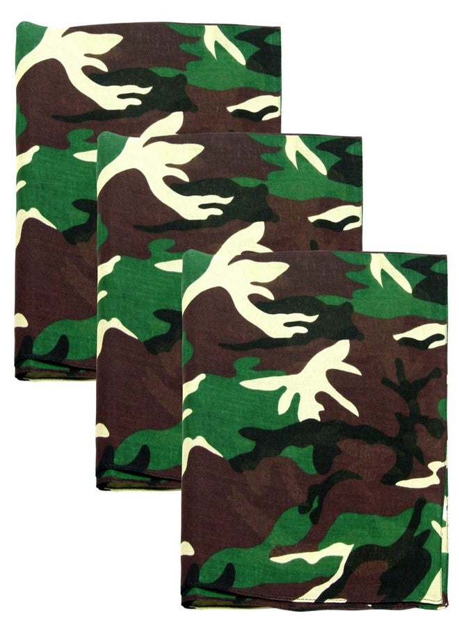 عبوة من 3 أوشحة رعاة بقر، قطن 100%، مقاس 22 × 22 بوصة - بنمط التمويه العسكري