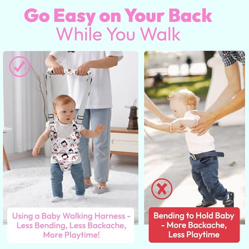 Watolt Baby Walking Harness - Handheld Kids Walker Helper - Toddler Infant Walker Harness Assistant Belt - Child Baby Walk Learning Help Support Assist Trainer Tool - for 7-24 Month Old - Image 3