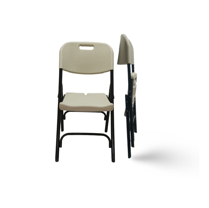 صن بوت كوميرس كرسي قابل للطي محمول - إطار فولاذي متين مع مقعد ومسند ظهر مريحين – بيج - Image 1