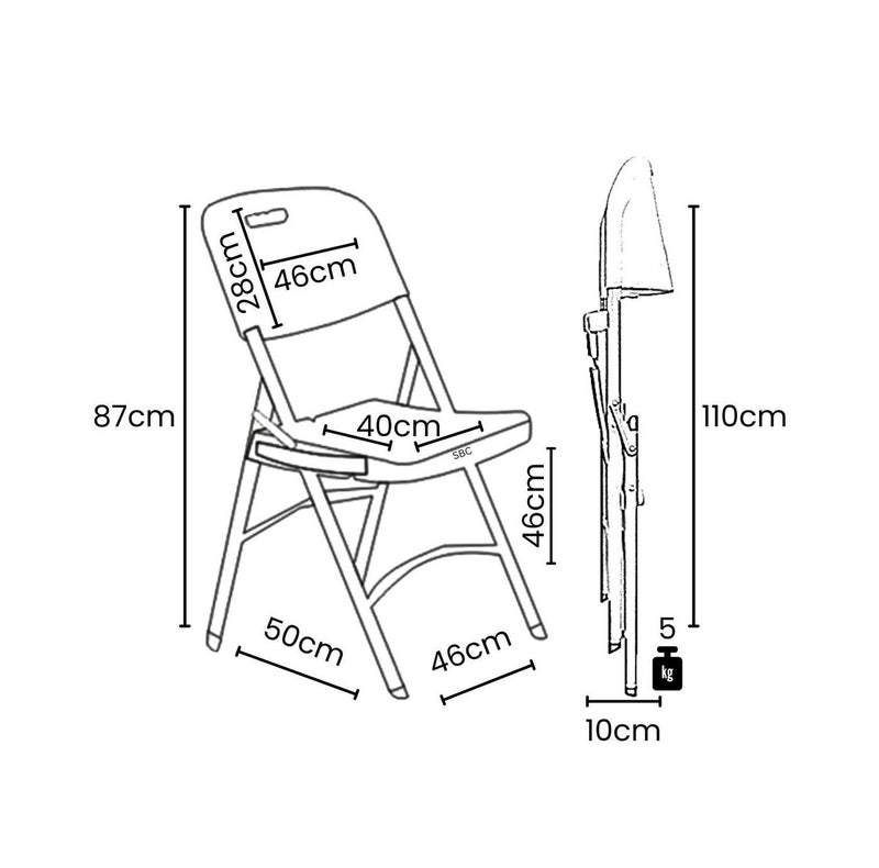 صن بوت كوميرس كرسي قابل للطي محمول - إطار فولاذي متين مع مقعد ومسند ظهر مريحين – بيج - Image 3