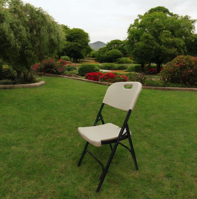 صن بوت كوميرس كرسي قابل للطي محمول - إطار فولاذي متين مع مقعد ومسند ظهر مريحين – بيج - Image 4