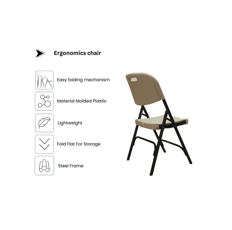 صن بوت كوميرس كرسي قابل للطي محمول - إطار فولاذي متين مع مقعد ومسند ظهر مريحين – بيج - Image 2