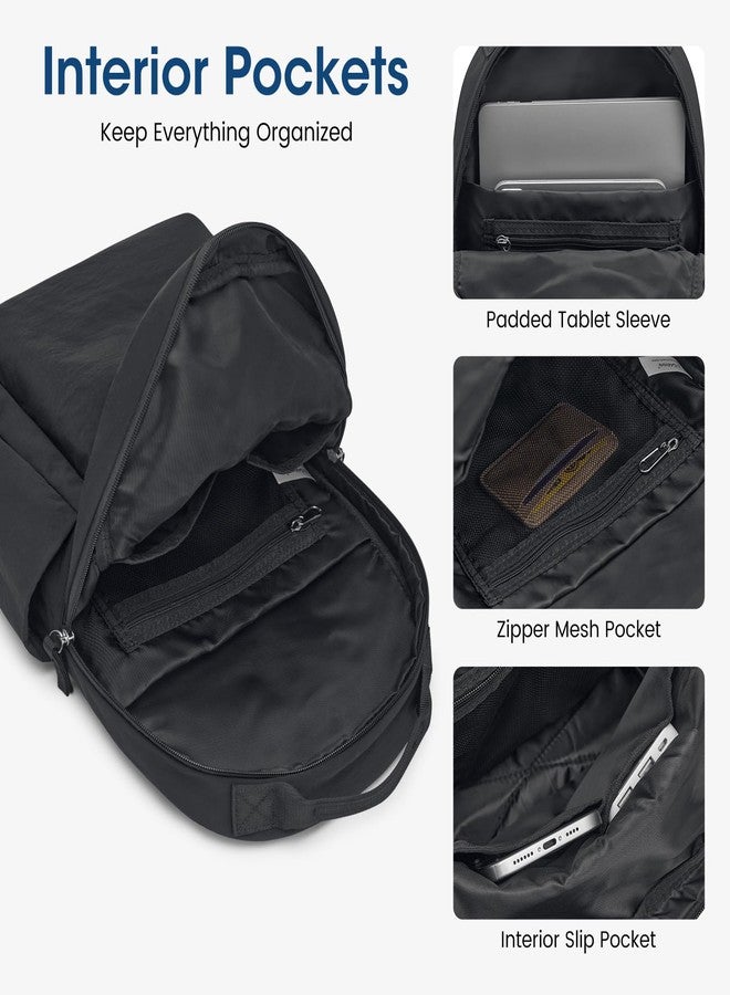 جي4فري حقيبة ظهر صغيرة من النايلون من G4Free للنساء والرجال، حقيبة ظهر خفيفة الوزن مناسبة للسفر والعمل والمشي لمسافات طويلة، لون أسود - Image 4