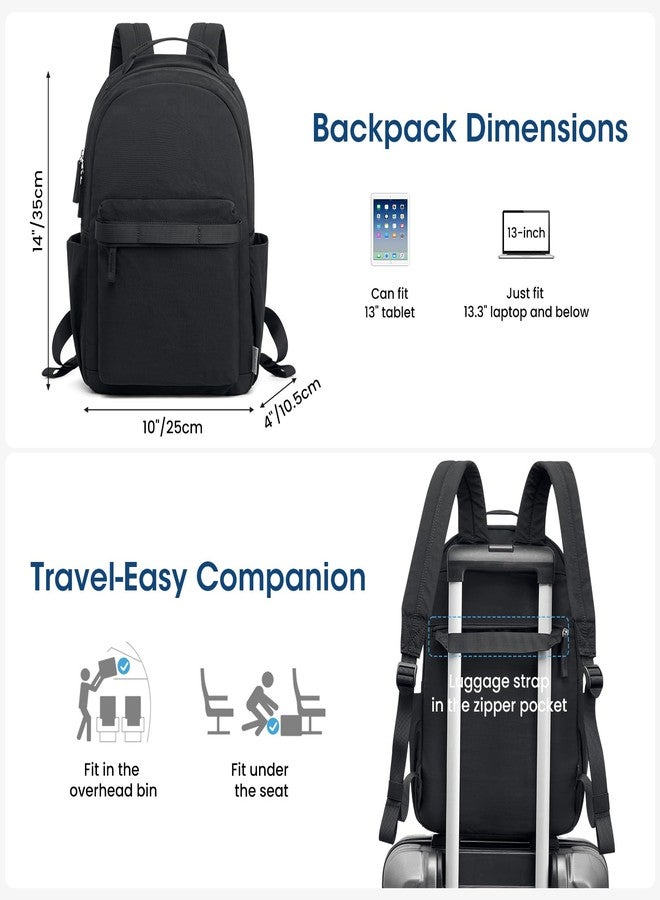 جي4فري حقيبة ظهر صغيرة من النايلون من G4Free للنساء والرجال، حقيبة ظهر خفيفة الوزن مناسبة للسفر والعمل والمشي لمسافات طويلة، لون أسود - Image 2