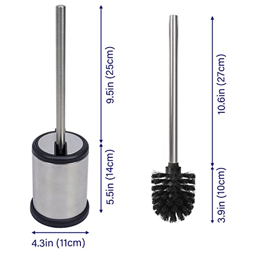 Casaphoria Stainless Steel Toilet Bowl Brush and Holder set for Deep Cleaning,Bowl Scrubber Brush with Lid for Bathroom,Deluxe Freestanding Toilet Brush and Plunger Combo - Image 5