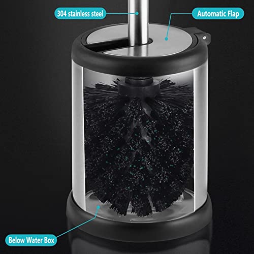 Casaphoria Stainless Steel Toilet Bowl Brush and Holder set for Deep Cleaning,Bowl Scrubber Brush with Lid for Bathroom,Deluxe Freestanding Toilet Brush and Plunger Combo - Image 3