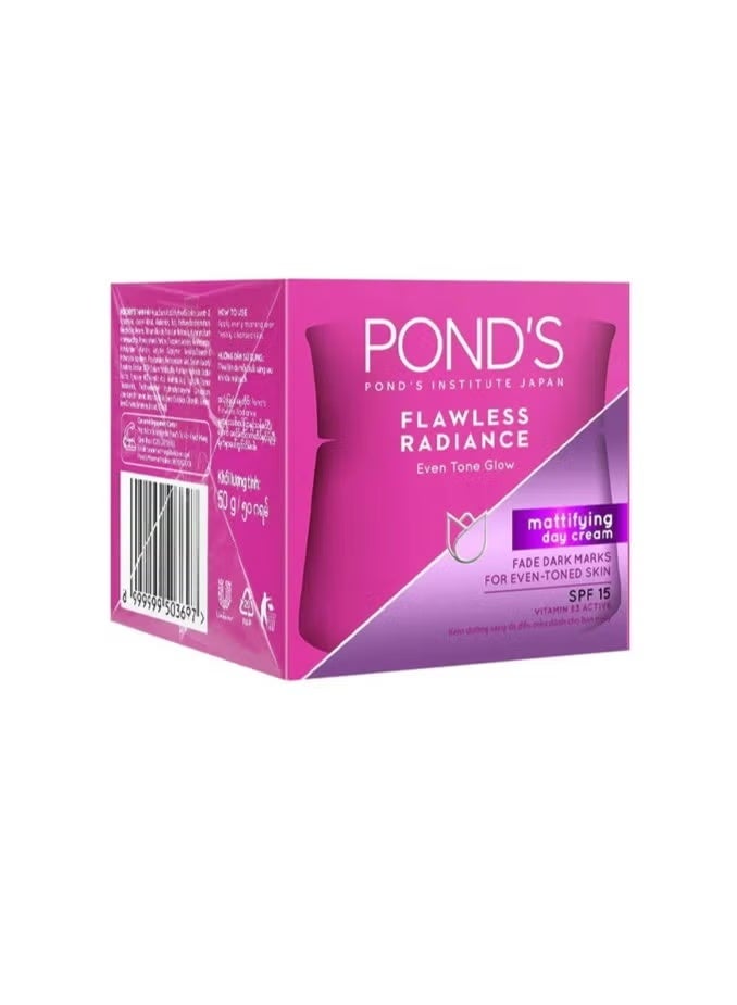 Pond's Pond’s Flawless Radiance Mattifying Day Cream 50g SPF 15 Vitamin B3 Active | For Even Tone & Radiant Glow | Helps Fade Dark Marks & Control Oil | Lightweight Daily Face Cream - Image 4