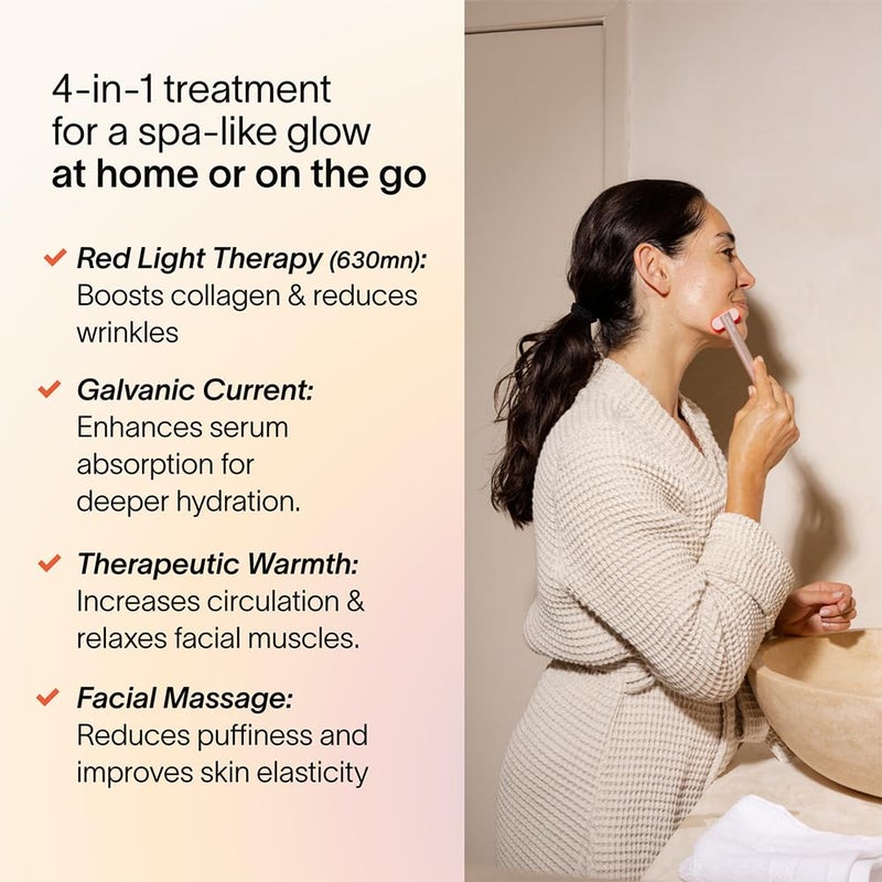 Solawave 4-in-1 Red Light Therapy Wand for Face & Neck | Beauty Device with Galvanic Current, Massager & Warmth | Anti-Aging, Wrinkle Reduction, Skin Tightening, Depuffing & Rejuvenation (Rose Gold) - Image 2