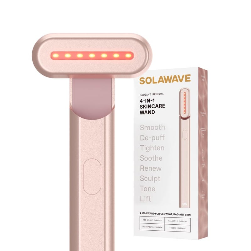 Solawave 4-in-1 Red Light Therapy Wand for Face & Neck | Beauty Device with Galvanic Current, Massager & Warmth | Anti-Aging, Wrinkle Reduction, Skin Tightening, Depuffing & Rejuvenation (Rose Gold) - Image 1