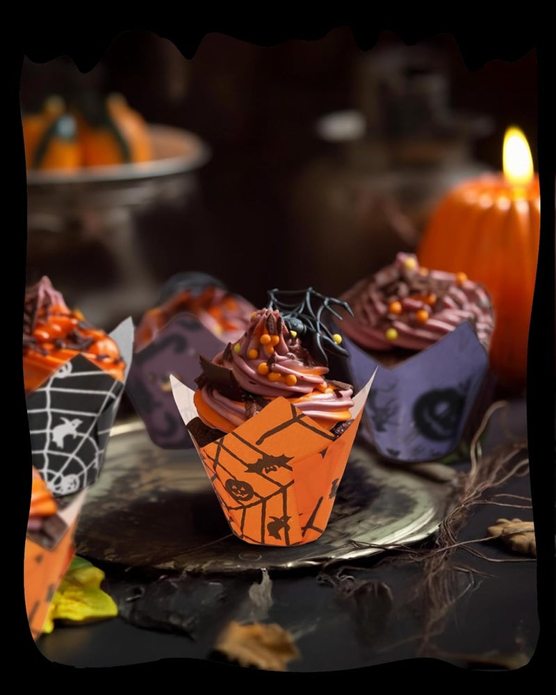 Bake Choice Mini Halloween Tulip Cupcake Liners, 200PCS Mini Muffin Liners for Halloween Party Supplies, Food Grade Cupcake Wrappers, Cupcake Decorations - Image 5