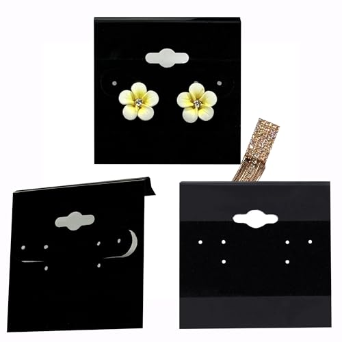 Adorox 200 Piece Black Earring Card Holders with Back Hook – Perfect for Earring Display and Organization - Image 2