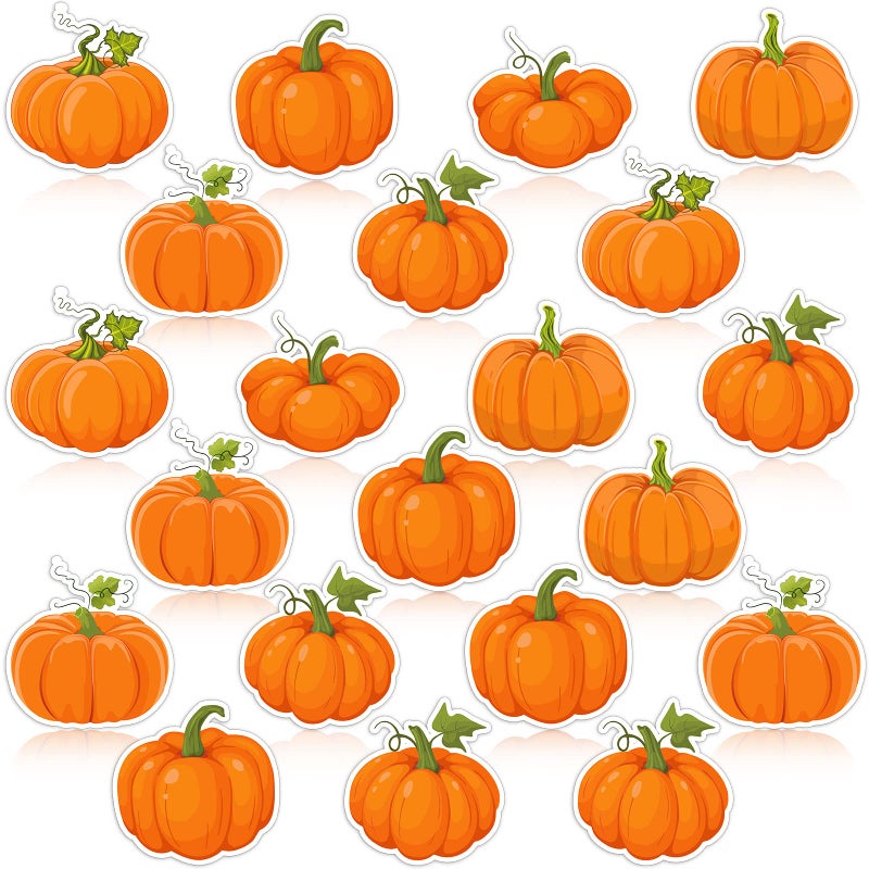 60 Pieces Pumpkin Cutouts Classroom Decoration Fall Bulletin Board Decorations 6 Designs Pumpkin Cutouts with 60 Glue Point for Halloween Fall Thanksgiving Classroom Decoration