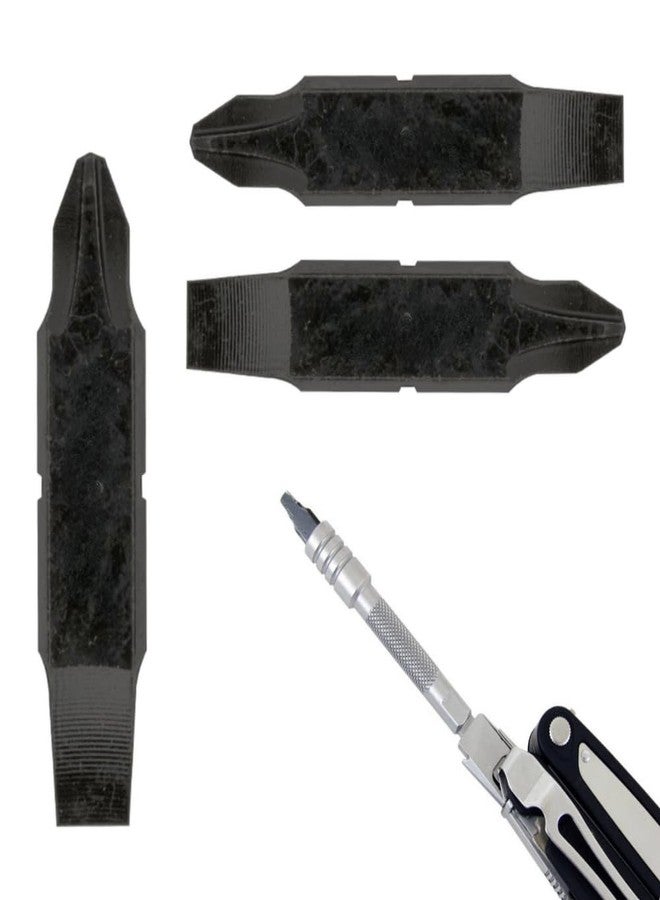 Samorillo [3 Pack] Replacement Two-Sided Screwdriver Bit For Leatherman Multi-Tool - #1-#2 Phillips Head + 3/16 Flat Head - Add Or Replace Your Multitool Screwdriver - Exact Fit For Most Leatherman Multi Tools - Image 1