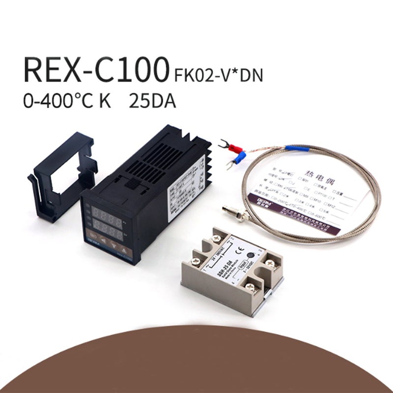 مجموعة من 3 قطع: جهاز تحكم درجة الحرارة الذكي REX-C100FK02-V*DN مع خرج SSR + SSR-25 DA + كابل M6 بطول 1 متر - Image 5