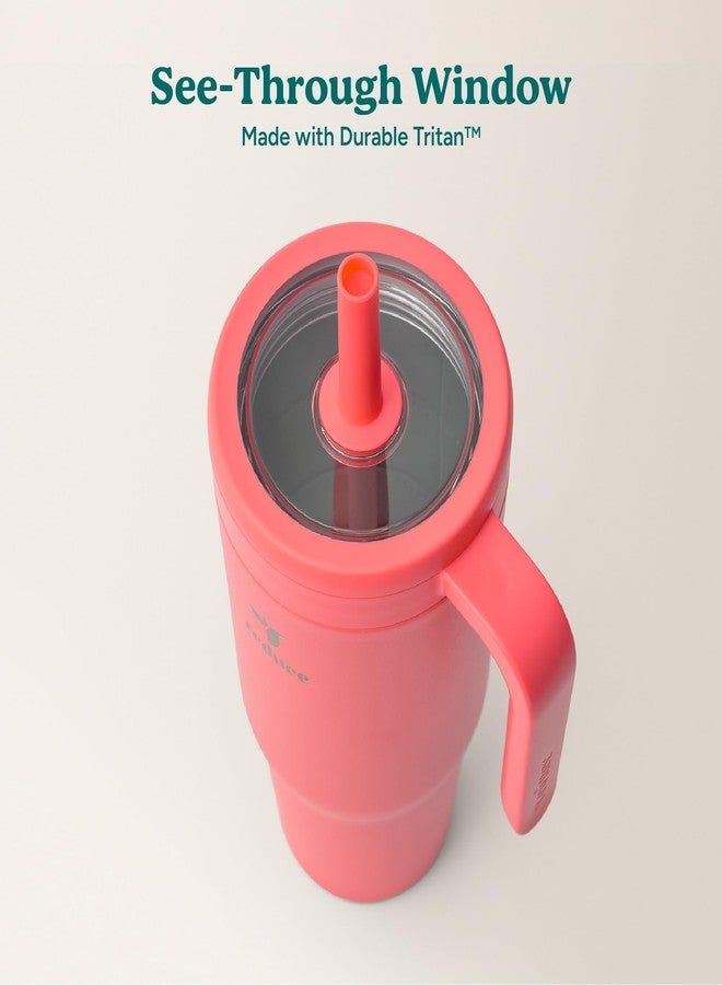 REDUCE Chiller Vacuum Insulated 40 oz Tumbler with Spill-Proof Silicone Straw - Sustainable Tritan Renew Lid with Water Intake Markers - Soft Sit Base Travel Mug - Dishwasher Safe - Daquiri - Image 4