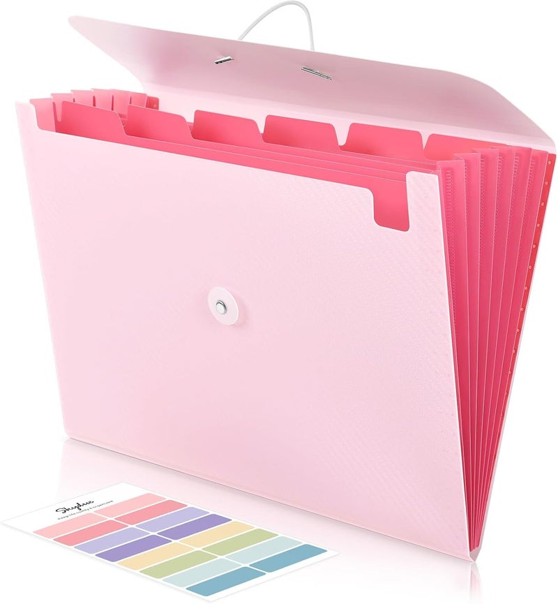 Pink School Office Supplies, Accordion File Organizer - 7 Pocket Letter Size Expanding Folder for School & Office - Portable Document Organizer - Image 1