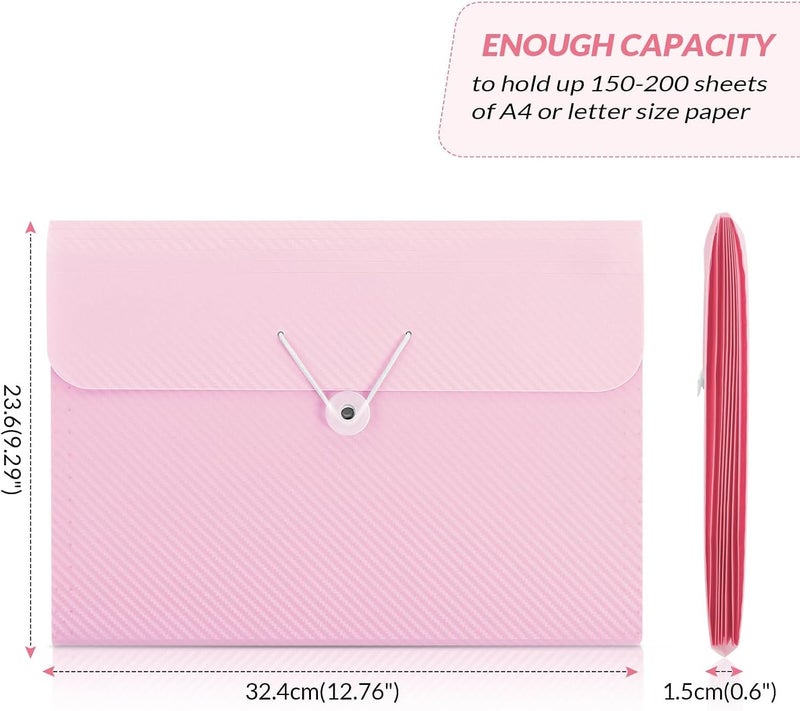 Pink School Office Supplies, Accordion File Organizer - 7 Pocket Letter Size Expanding Folder for School & Office - Portable Document Organizer - Image 3