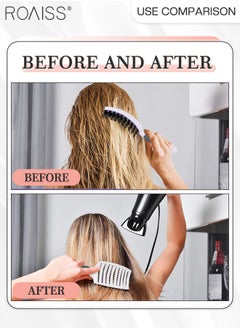 roaiss 2 Pcs Boar Bristle Hairbrush Curly Tangle Free Hair Brush Women Men, Curved Vented Hair Brush for Wet/Long/Short/Thick Hair Reducing Hair Breakage and Frizzy Detangling Brush  - Image 4
