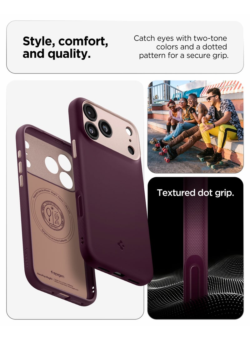 Spigen Nano Pop MagFit iPhone 17 MagSafe Case Cover Mil Grade - Burgundy Bean - Image 4