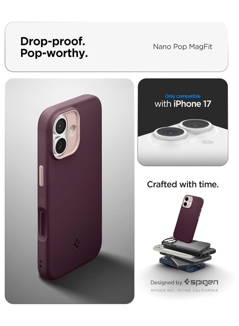 Spigen Nano Pop MagFit iPhone 17 MagSafe Case Cover Mil Grade - Burgundy Bean - Image 2
