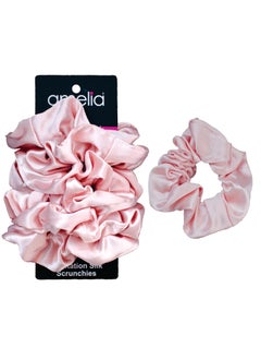 Amelia Beauty Pastel Pink Imitation Silk Scrunchies 45in Diameter Gentle on Hair Strong Hold No Snag No Dents or Creases 6 Pack
