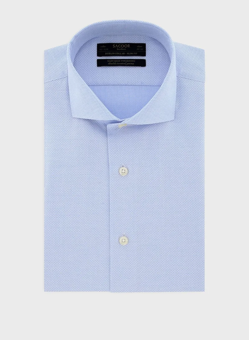 Sacoor Brothers Double Twisted Yarn Slim Fit Shirt
