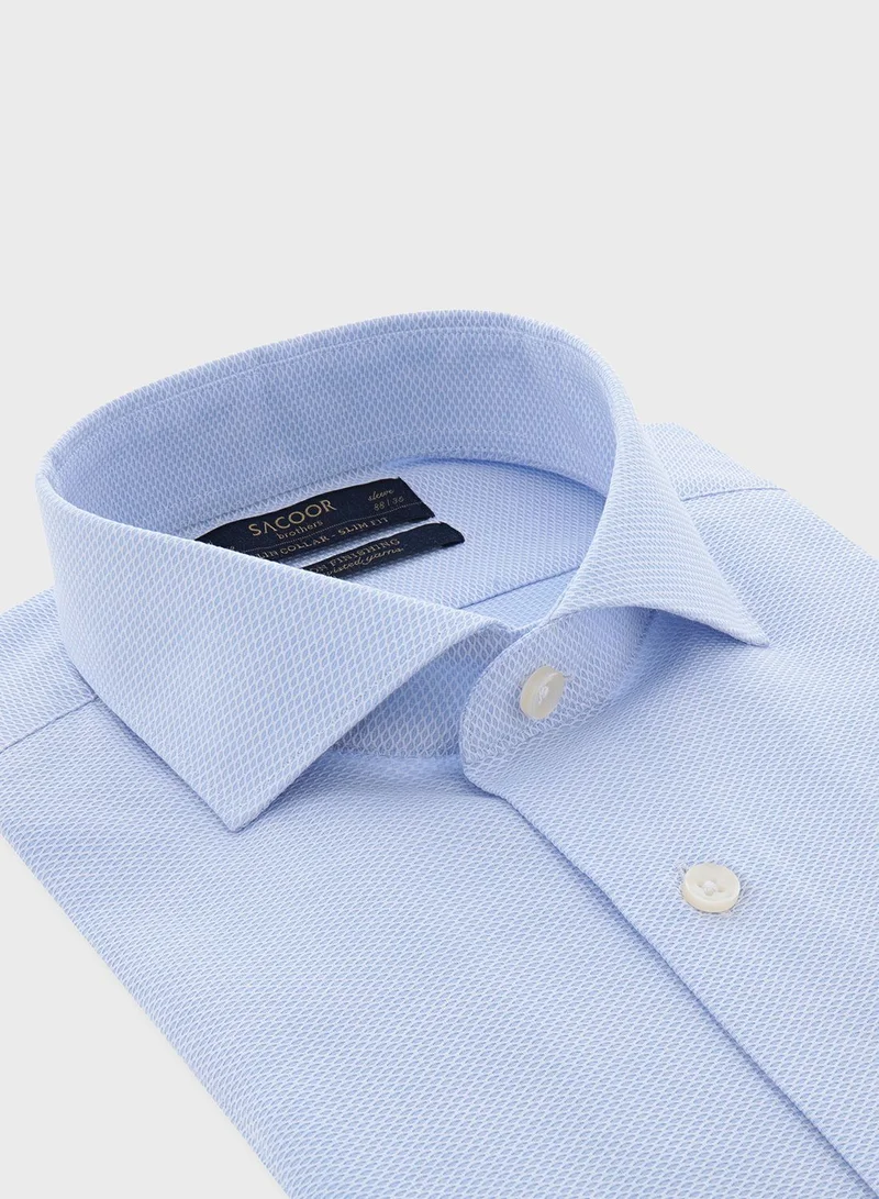 Sacoor Brothers Double Twisted Yarn Slim Fit Shirt