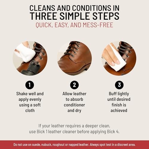 Bickmore بك 4 منظف ومرطب الجلد 8 أونصات - لن يغمق الجلد - آمن لجميع ألوان ملابس الجلد، الأثاث، السترات، الأحذية، داخل السيارات، الحقائب وجميع ملحقات الجلد الأخرى - Image 4