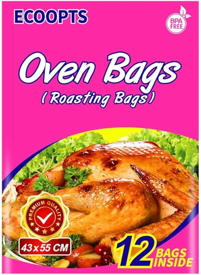 ECOOPTS Oven Bags - Large Size, 12 Bags (17 x 21.6 IN) - BPA Free, Clear, Plastic Bag with Drawstring Closure, Suitable for Turkey, Chicken, Meat, Seafood, Vegetable - Microwave Safe  - Image 1