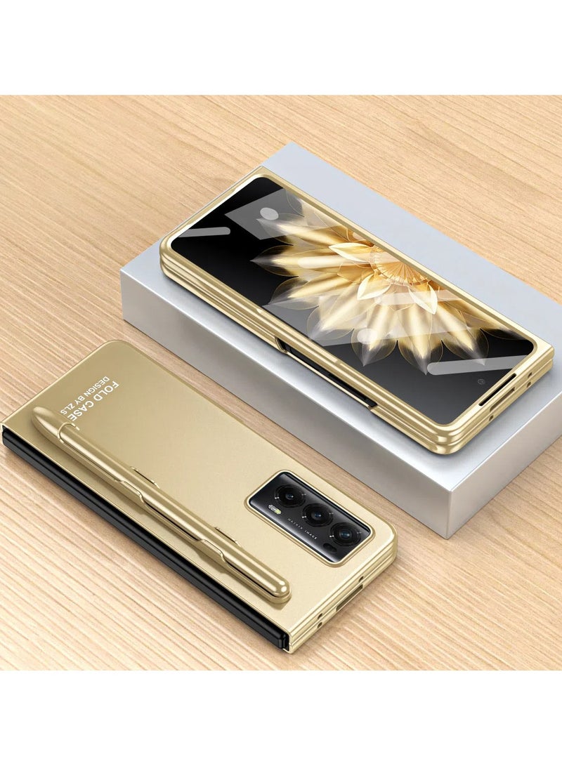 غطاء فاخر متوافق مع هونر ماجيك V2، مزود بقلم وحامل للقلم، مع واقي شاشة مدمج - تصميم مطفأ متكامل رفيع من الي كربونات يوفر حماية شاملة مع الحفاظ على أناقة الهاتف القابل للطي. - Image 2