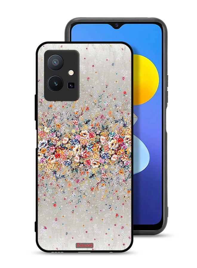 Tolwak غطاء واقي لهاتف Vivo T1 5G مزخرف بأزهار صغيرة وفن تجريدي - Image 1