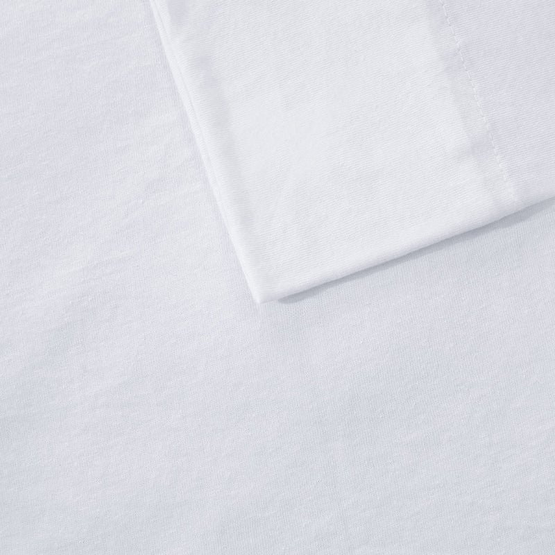 Intelligent Design Cotton Blend Jersey Knit Bed Sheet Set Wrinkle Resistant  Soft Sheets with 14"" Deep Pocket  All Season  Cozy Bedding-Set  Matching Pillow Case  Full  White 4 Piece - Image 4