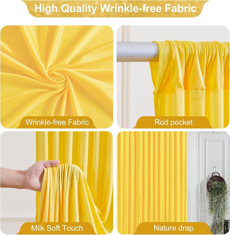 PARTISKY 40x10FT Yellow Backdrop Curtains for Wedding Parties, Wrinkle Free Polyester Photography Backdrop Drapes for Wedding Baby Shower Birthday Parties Stage Background Stand Decorations 4x10ft,10 Panels - Image 2